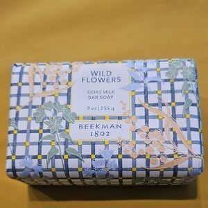 NWT - Beekman 1802 Wild Flowers Goat Milk Bar Soap - Blue, Yellow, & Green 9 OZ